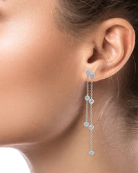 Round Bezel Double Drop Earrings