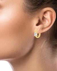 Emerald Asymmetrical Hoop Earrings