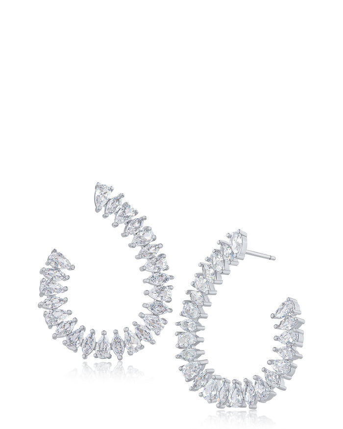Alternating Pear and Marquise CZ Earrings