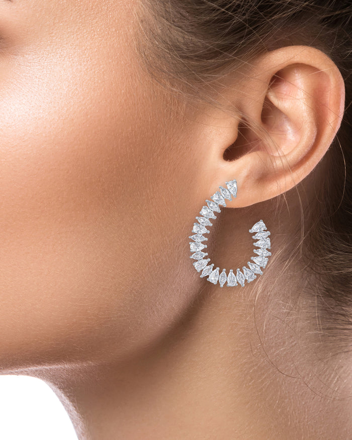 Alternating Pear and Marquise CZ Earrings