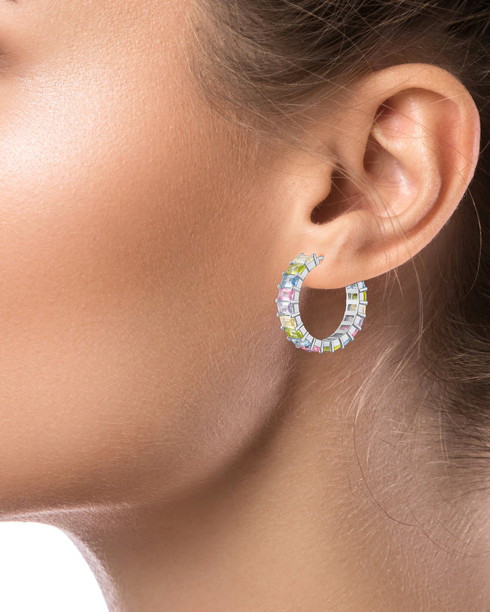 Emerald CZ Hoop Earrings