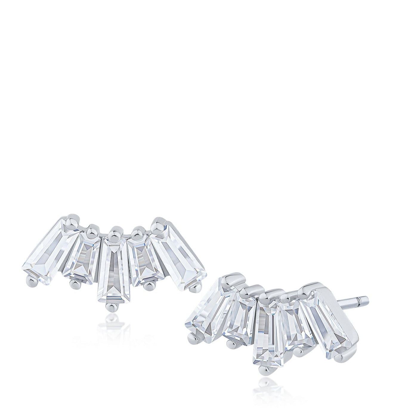 CZ Fan Baguette Studs