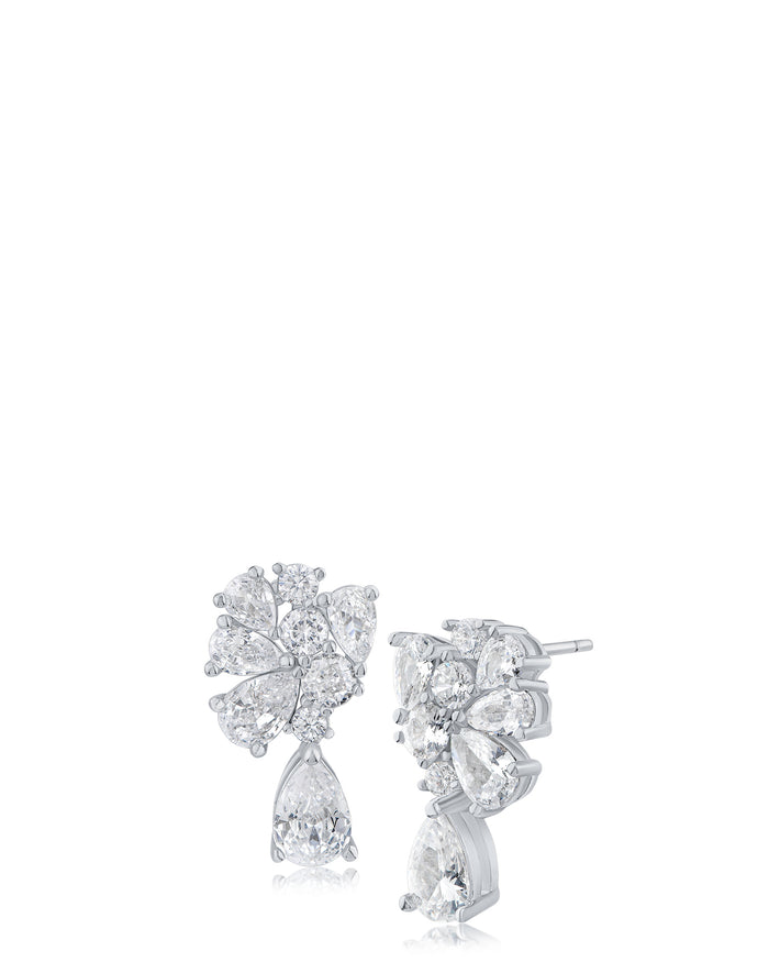 Pear CZ Petite Cluster Earrings