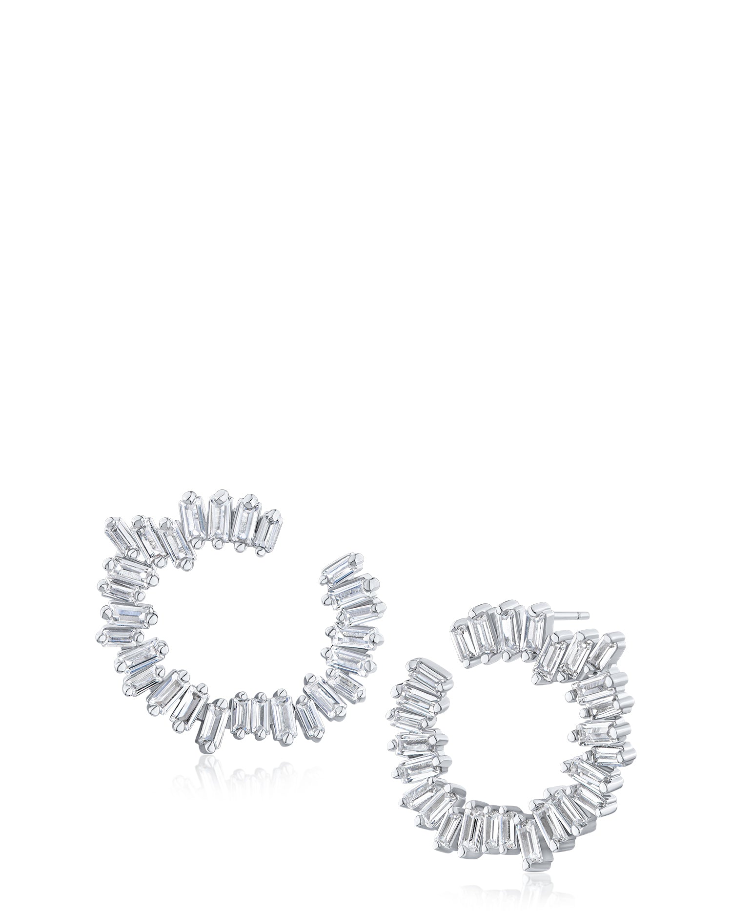 Baguette CZ Curved Circle Earrings