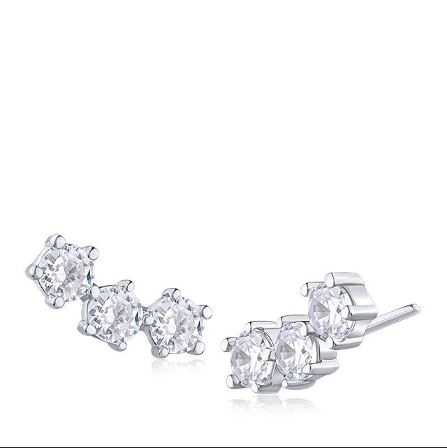 Graduated CZ Line Stud Earrings