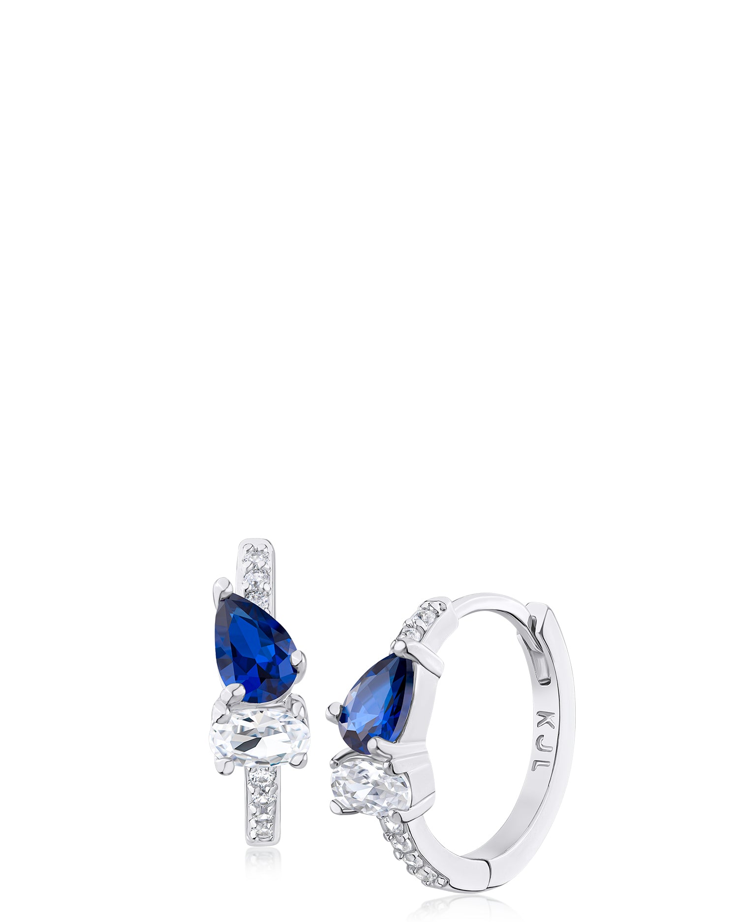 Pear and Oval CZ Hoop Earrings