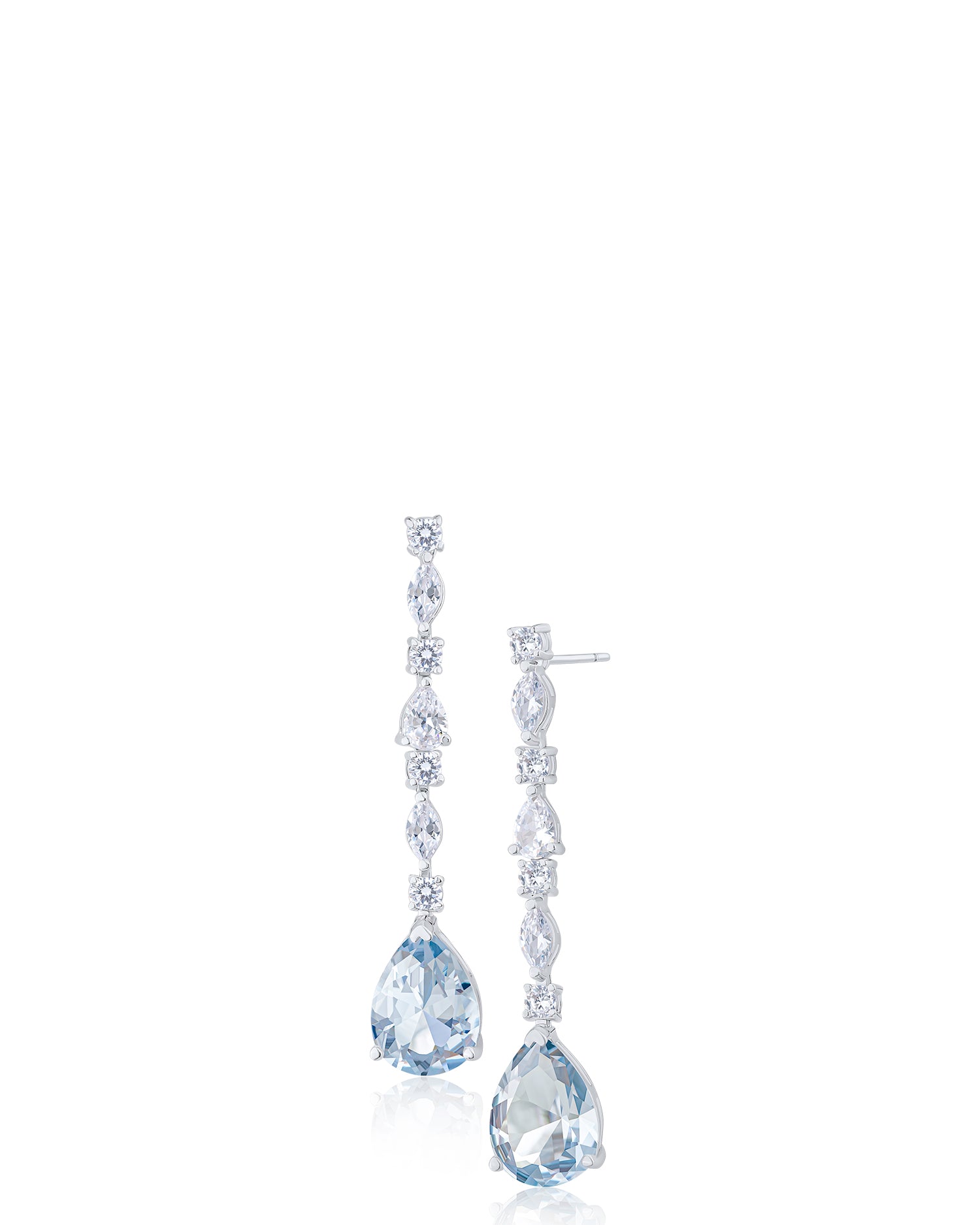Pear CZ Linear Drop Earrings