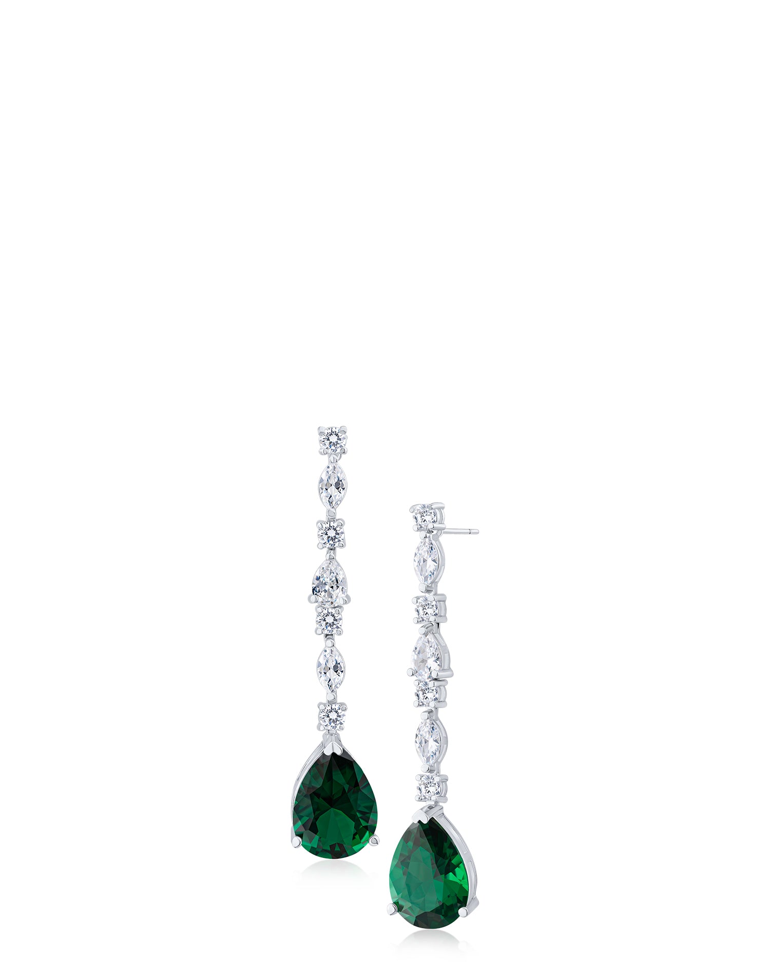 Pear CZ Linear Drop Earrings