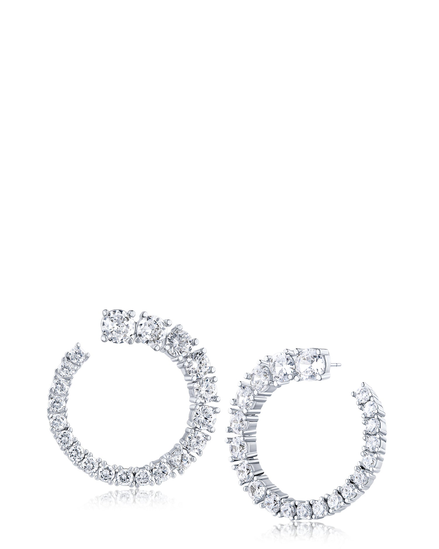 Round CZ Graduated Open Circle Earrings
