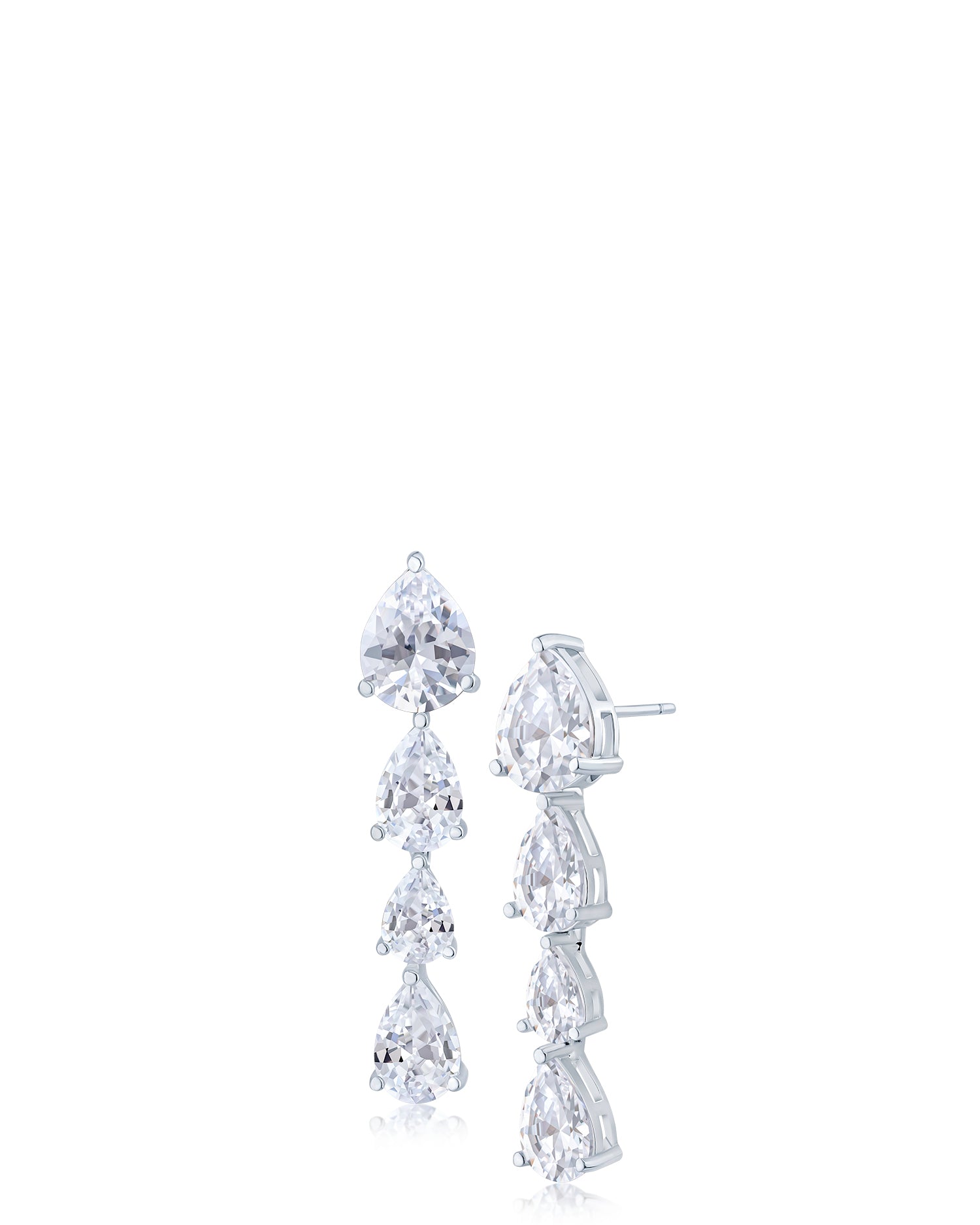Graduated Pear CZ Drop Earrings