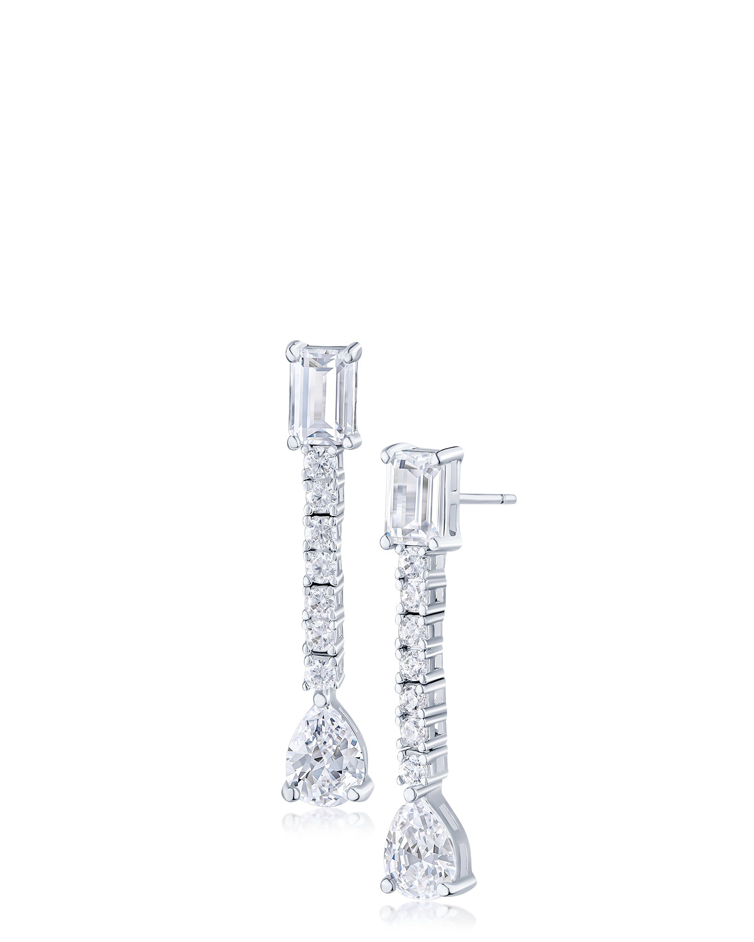 Emerald & Pear CZ Linear Drop Earrings