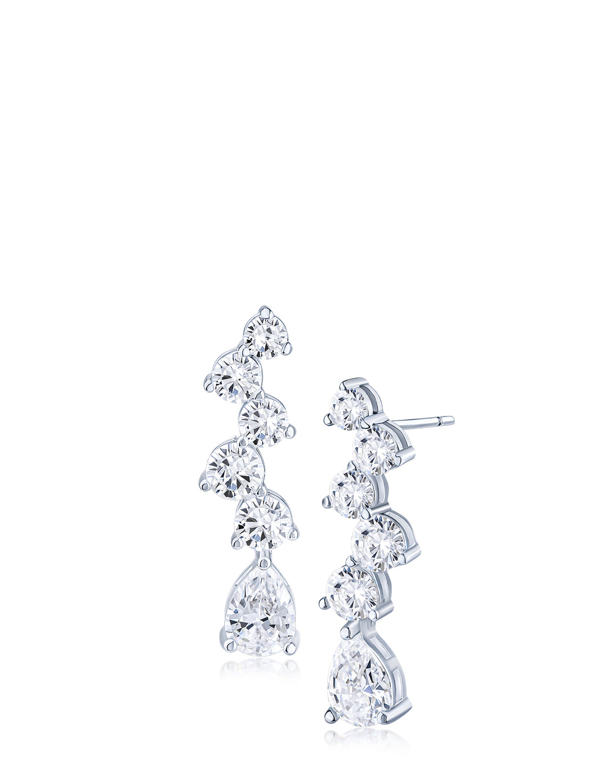 Round & Pear CZ Drop Earrings