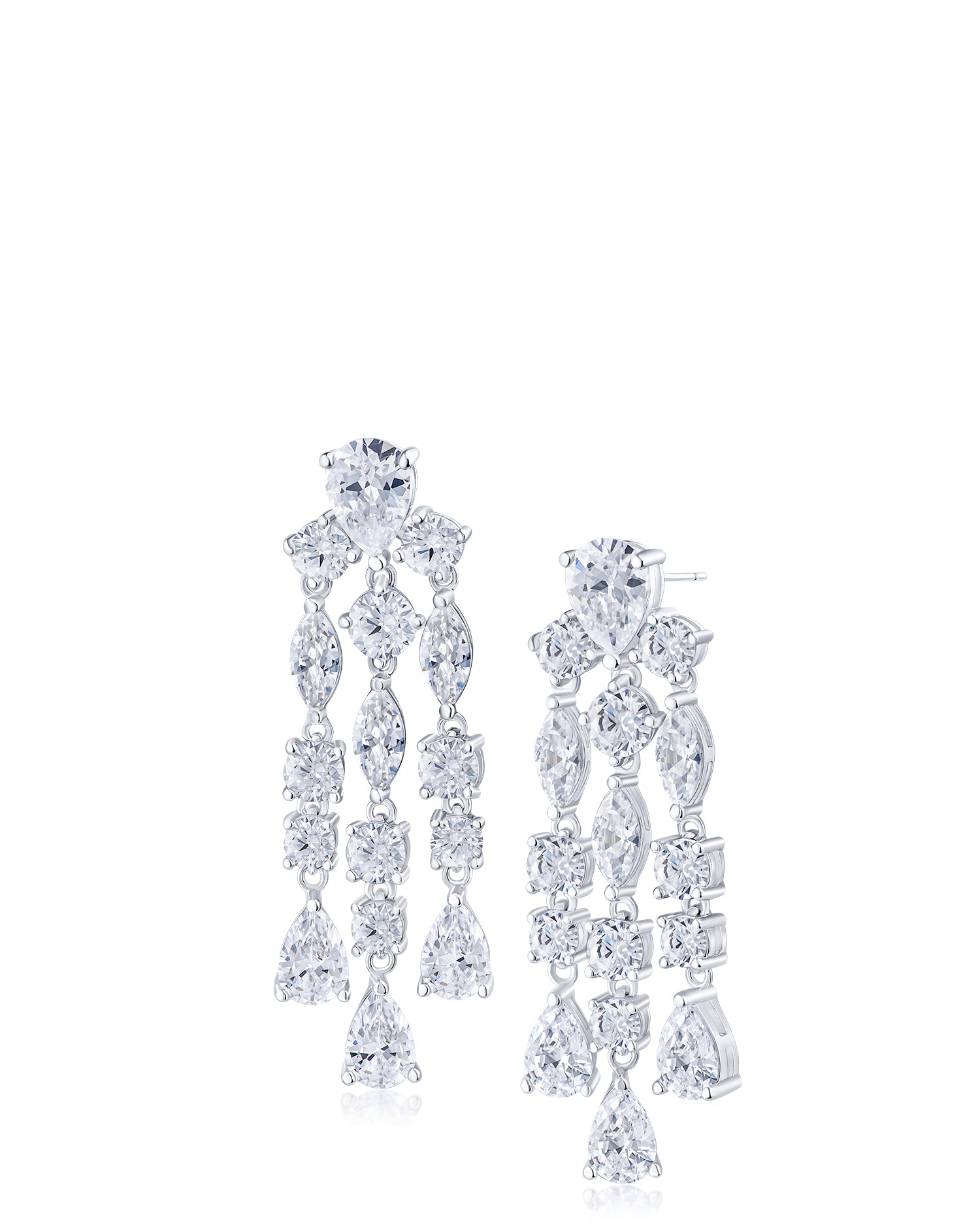 Multi Shape CZ Statement Drop Earrings