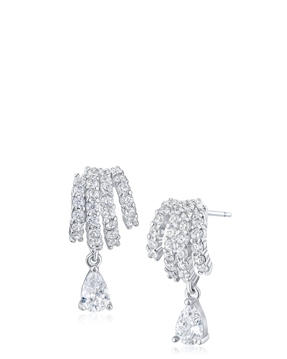 Multi-Row Pavé CZ Hoop Earrings