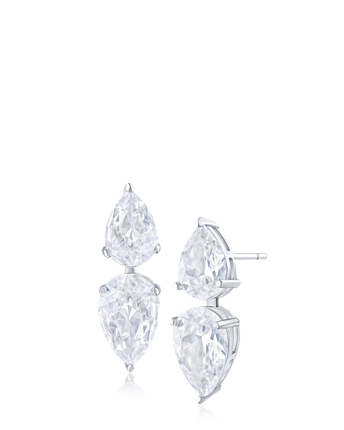 Double Pear CZ Drop Earrings
