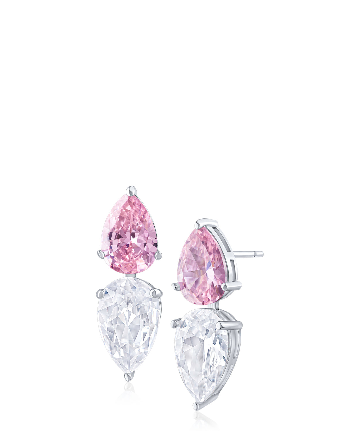 Double Pear CZ Drop Earrings