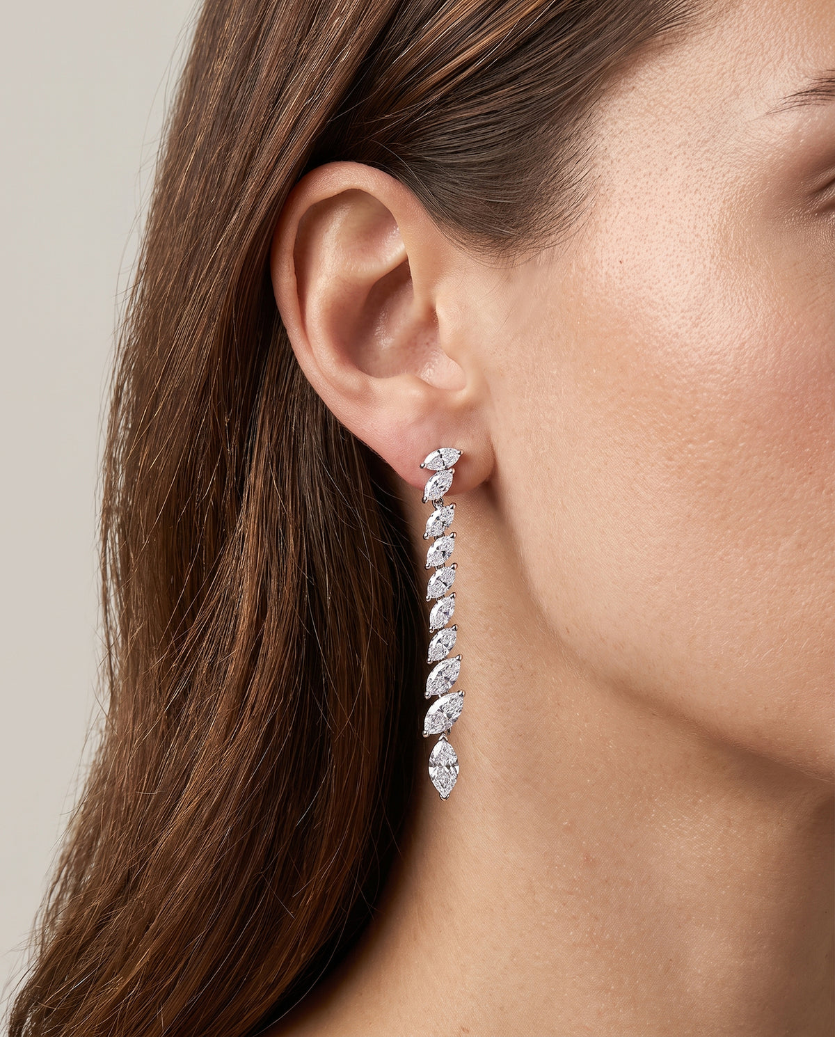 Marquise CZ Linear Drop Earrings
