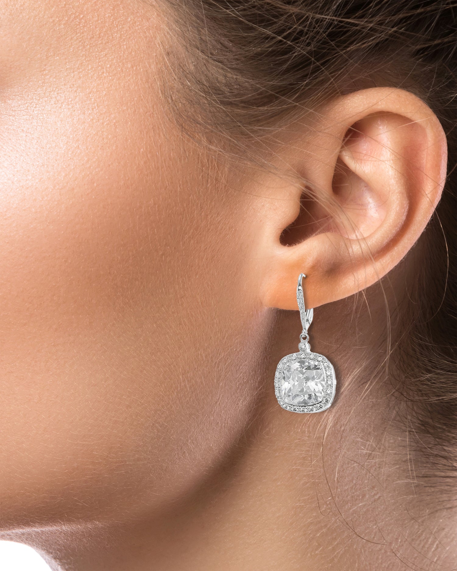Cushion CZ Drop earrings