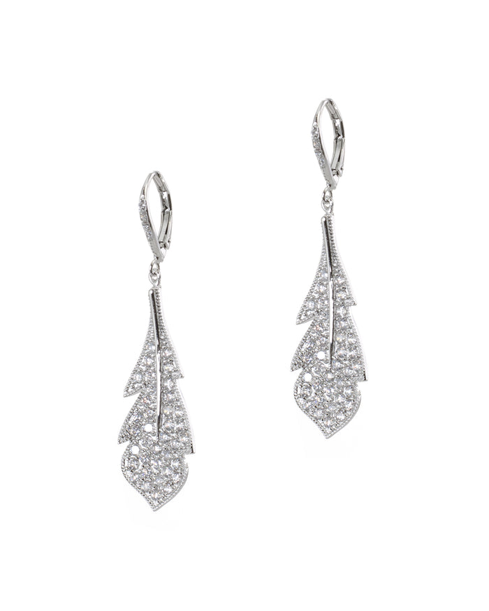 Pave Feather Earrings