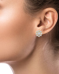 Round CZ Floral Stud