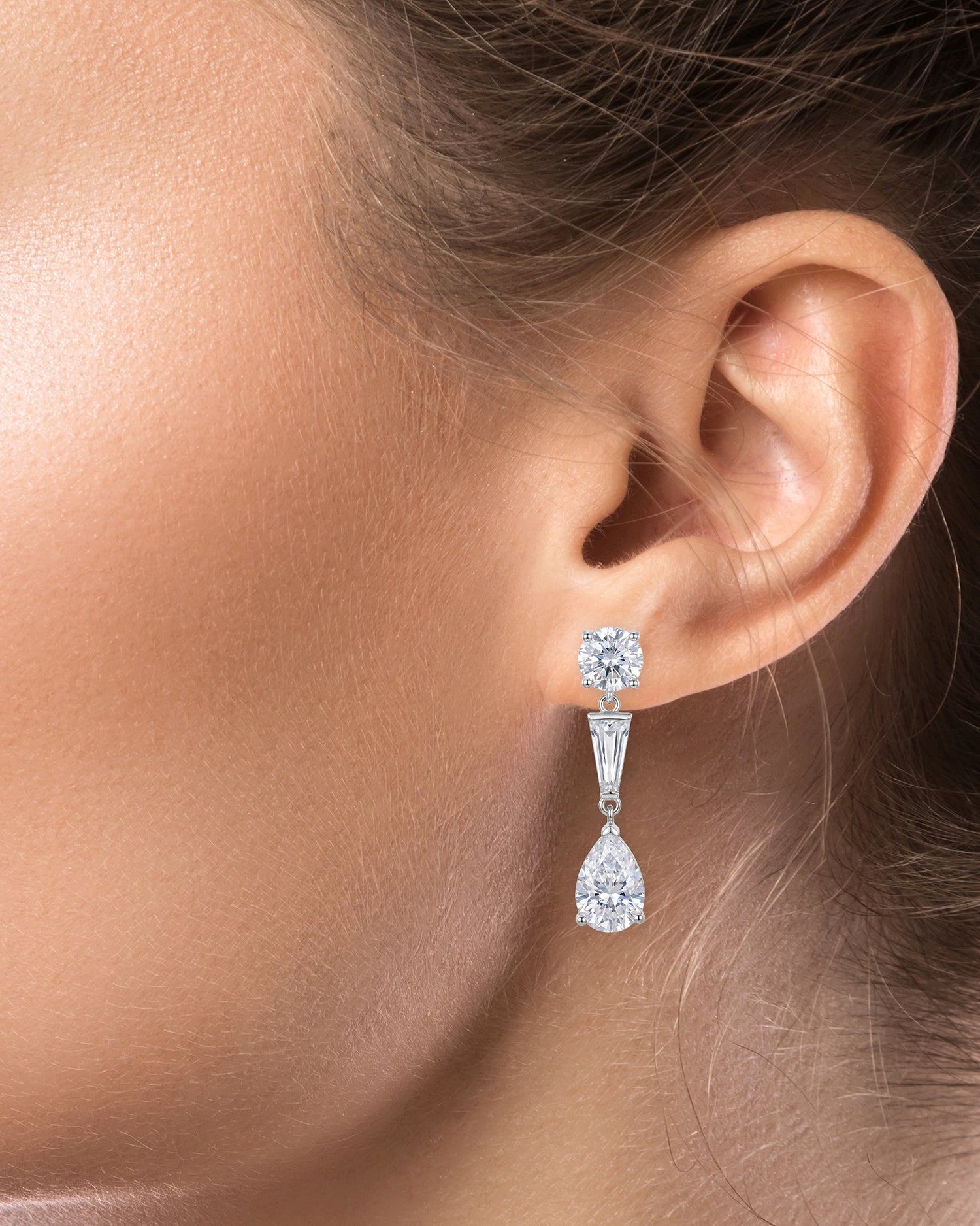 Trio Drop CZ Earrings