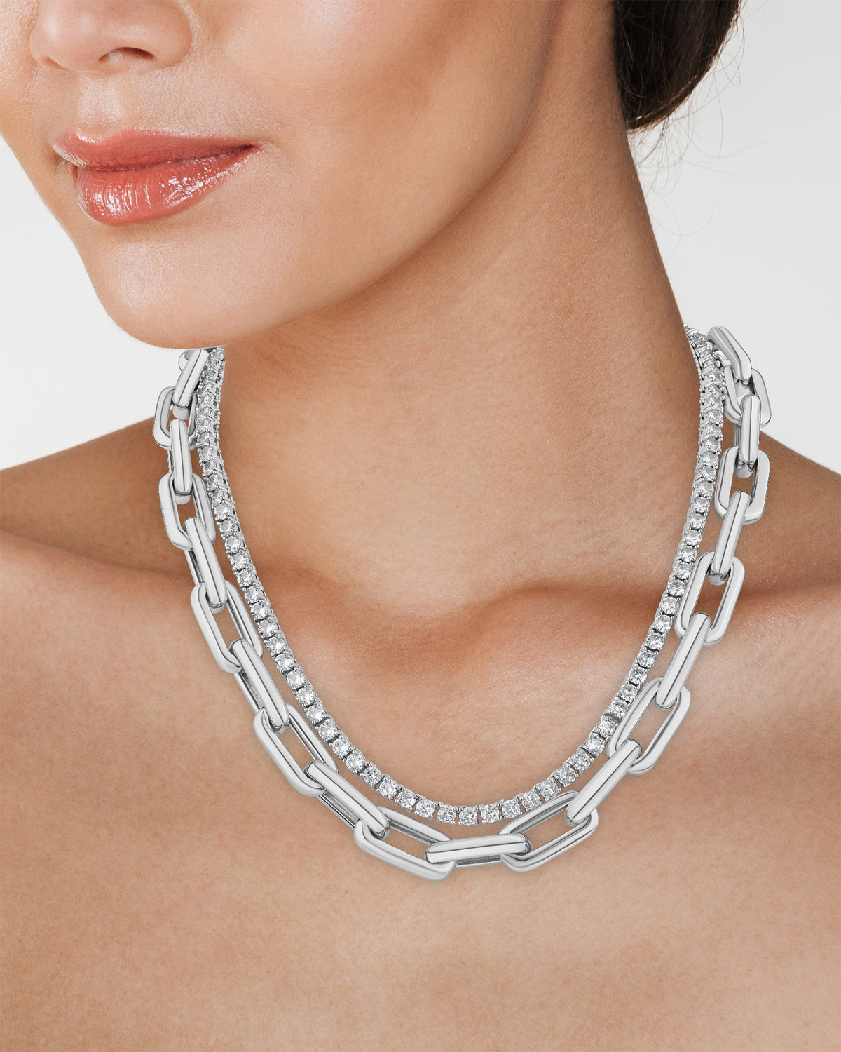 Chunky Chain and CZ Necklace