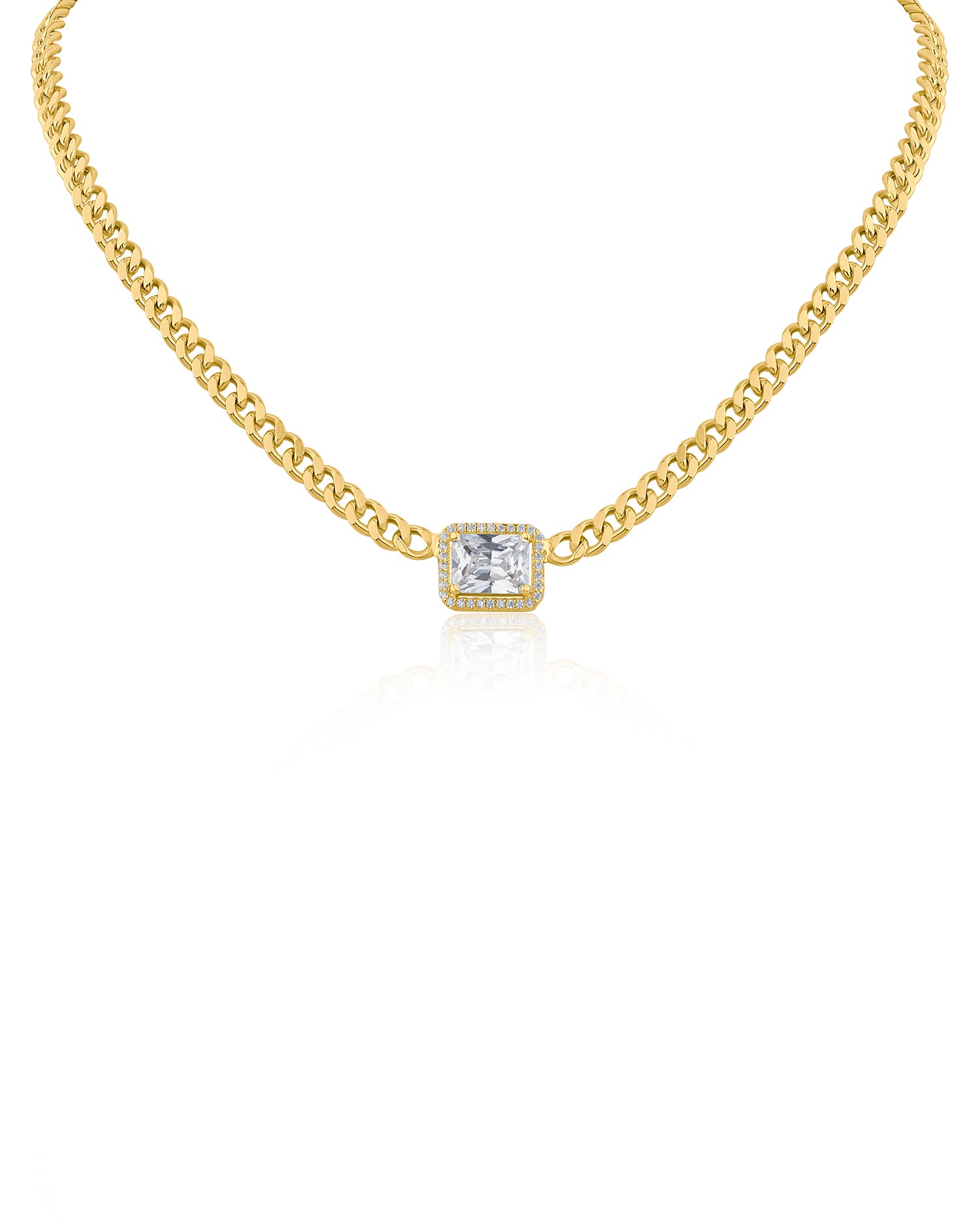 Emerald CZ Center Chain Necklace