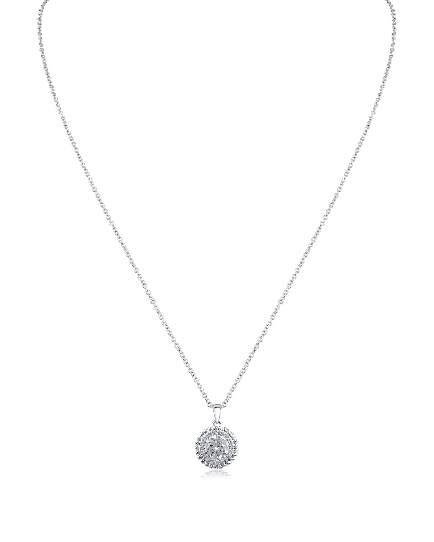 Round CZ with Halo Pendant