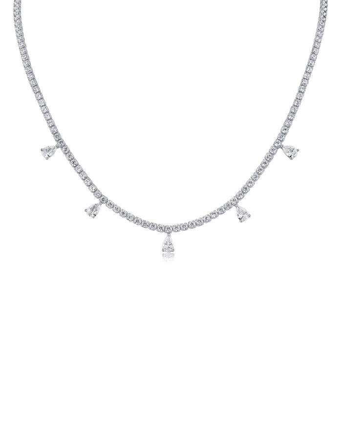 Round and Pear CZ Necklace