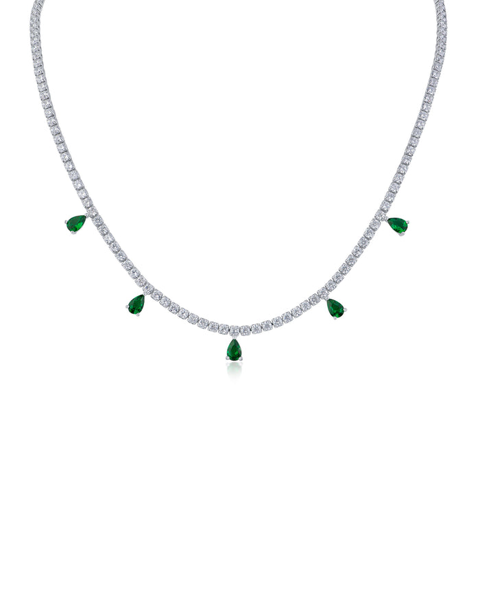 Round and Pear CZ Necklace