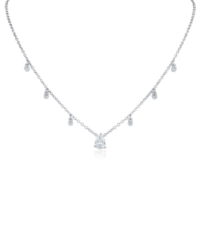 Round and Pear CZ Charm Necklace