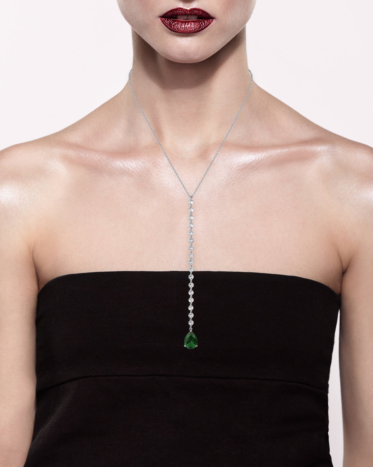 Round and Pear CZ Y-Necklace