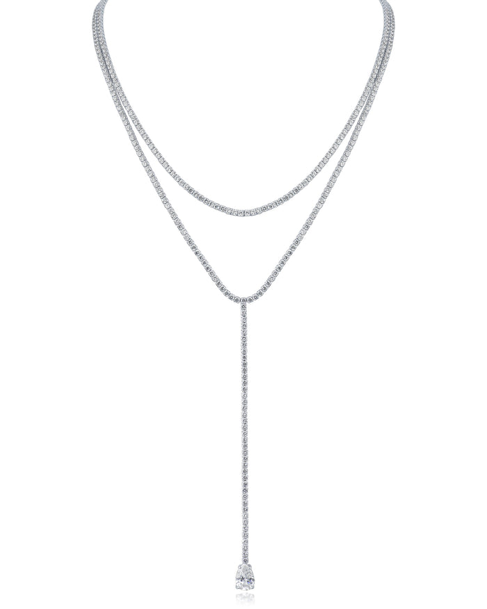 Round CZ Double Layered Y-Necklace