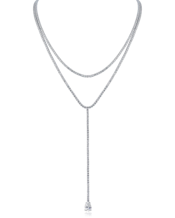 Round CZ Double Layered Y-Necklace