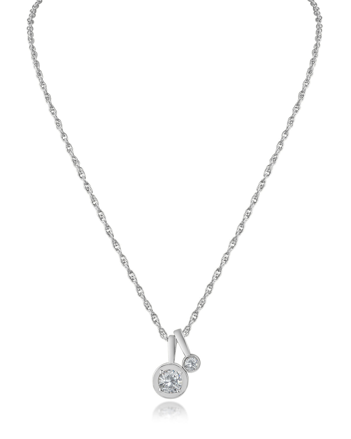 Double Round CZ Pendant Necklace