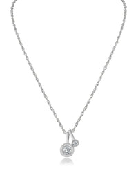 Double Round CZ Pendant Necklace