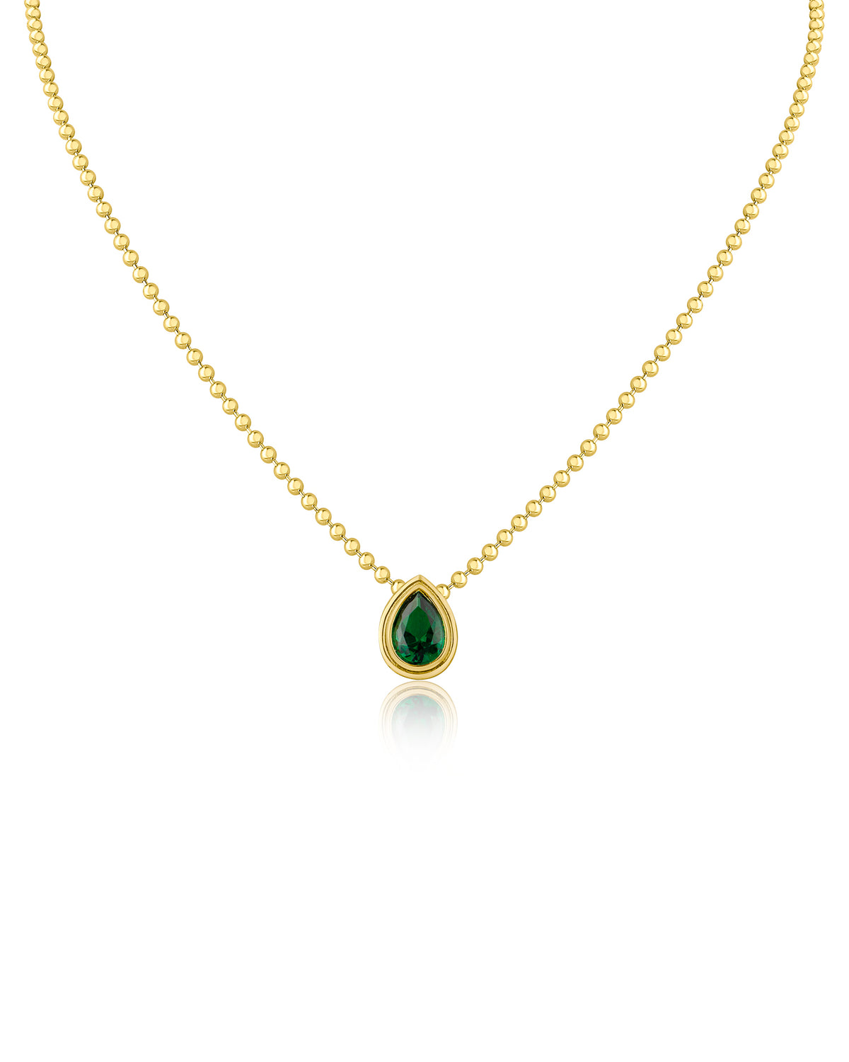 Pear CZ Antique Bezel Pendant Necklace