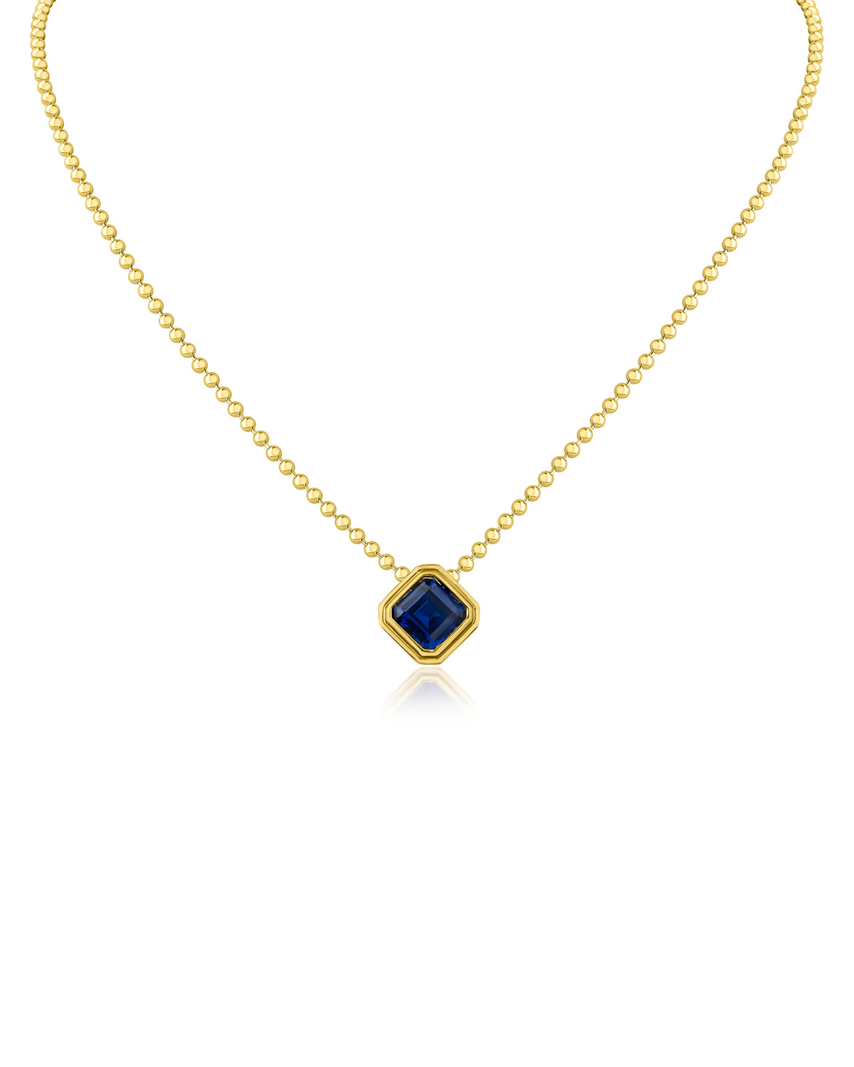 Asscher CZ Antique Bezel Pendant Necklace
