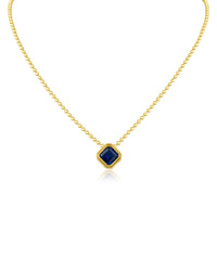 Asscher CZ Antique Bezel Pendant Necklace