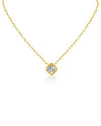 Asscher CZ Antique Bezel Pendant Necklace