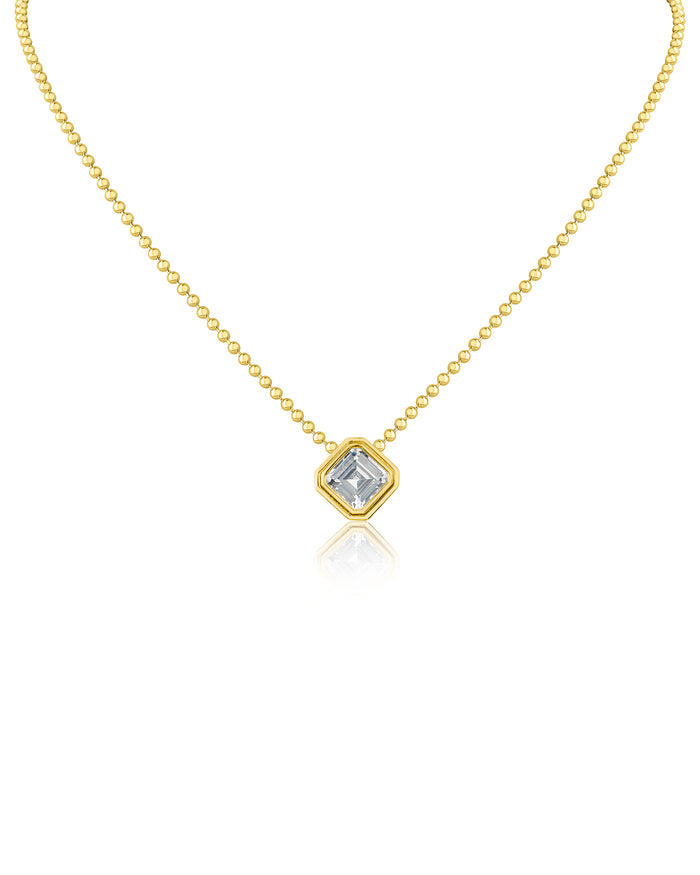 Asscher CZ Antique Bezel Pendant Necklace