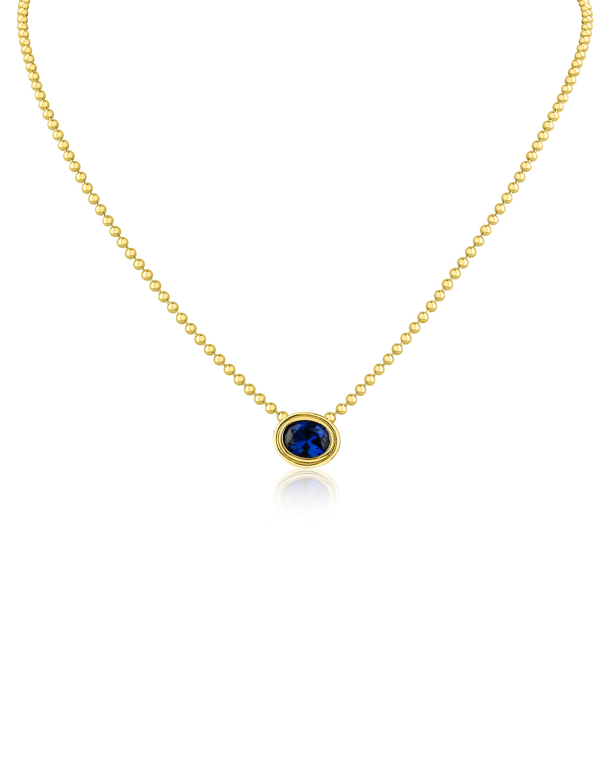 Oval CZ Vintage Bezel Set Pendant Necklace