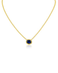 Oval CZ Vintage Bezel Set Pendant Necklace