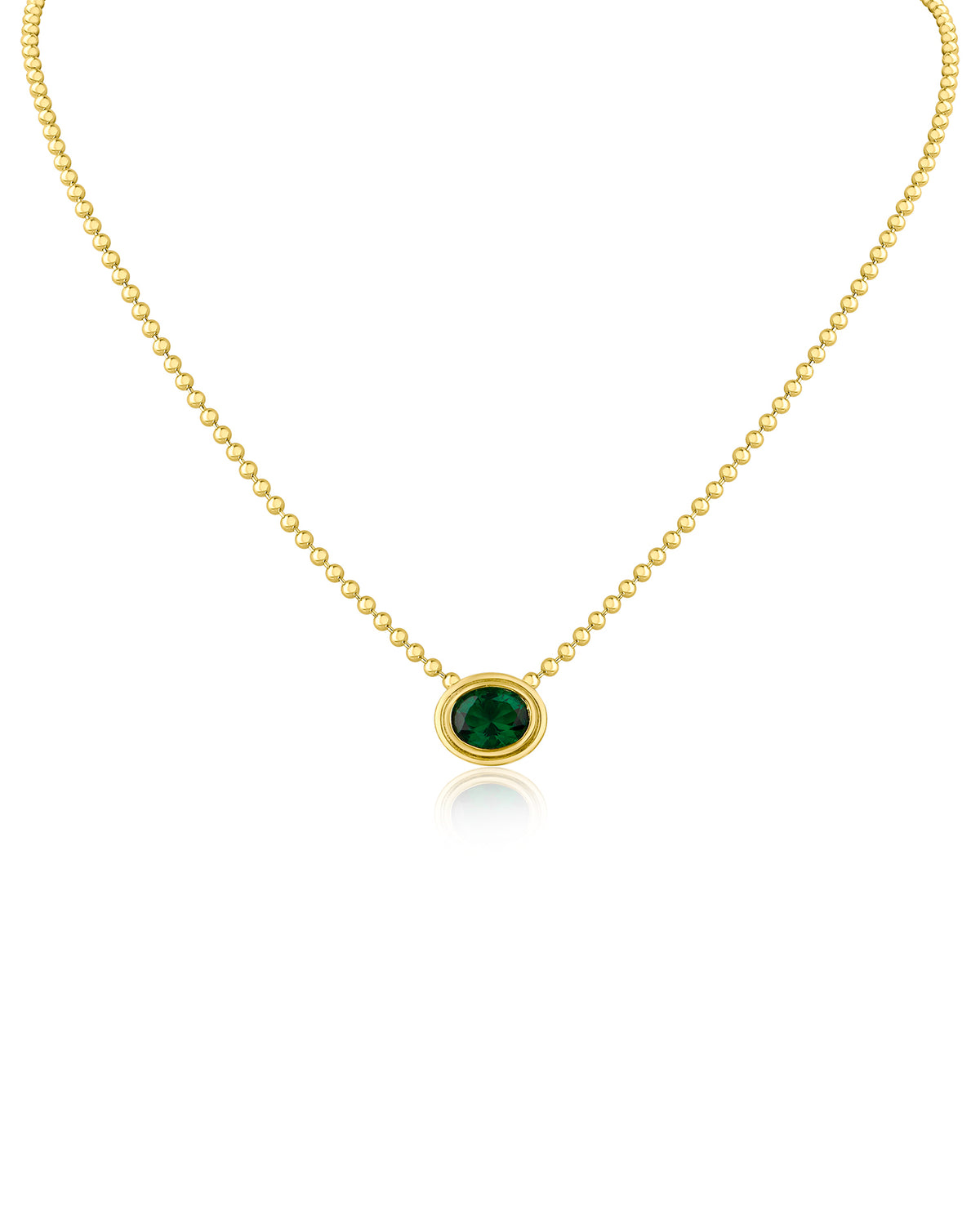 Oval CZ Vintage Bezel Set Pendant Necklace