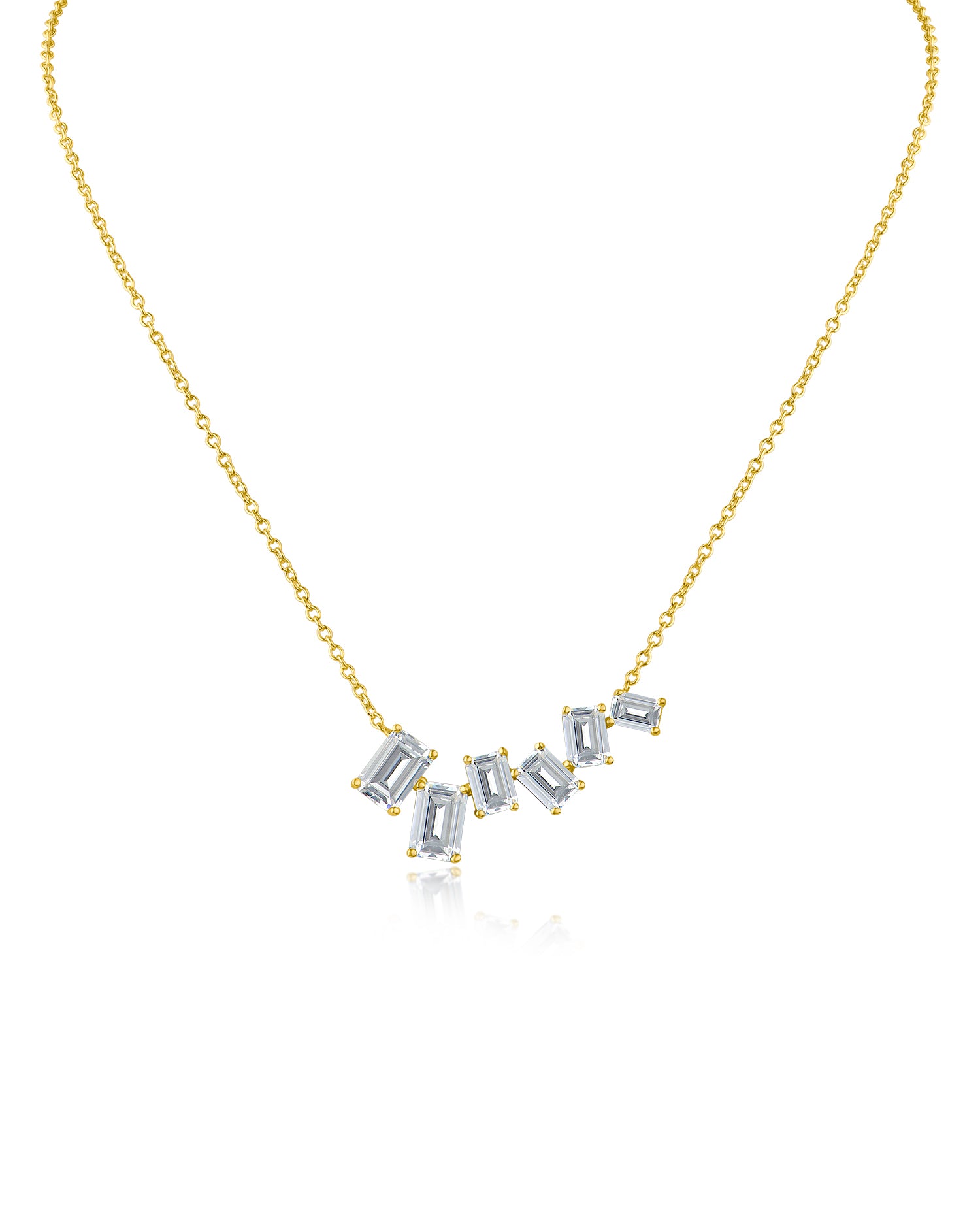 Emerald Cut CZ Bar Necklace