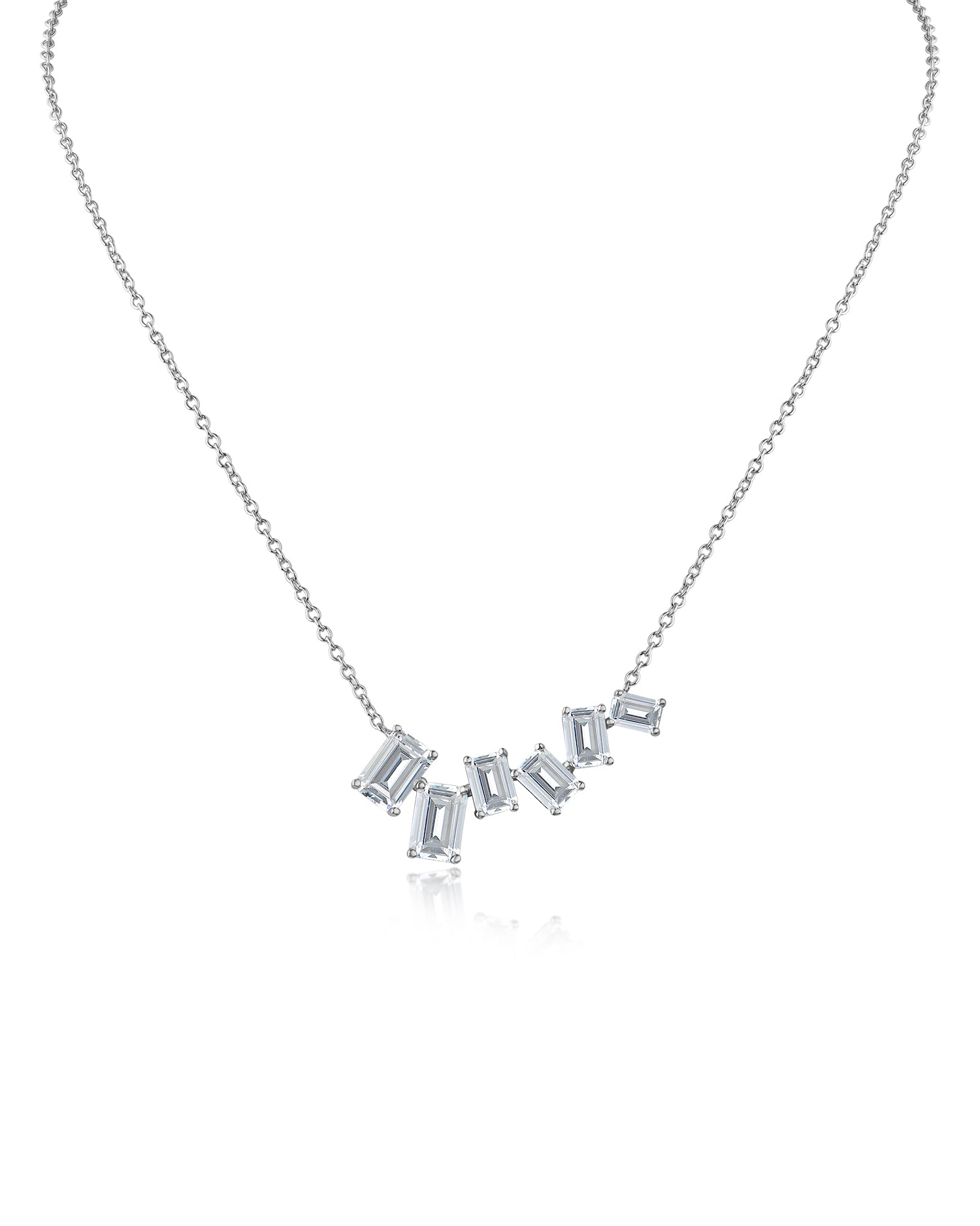 Emerald Cut CZ Bar Necklace