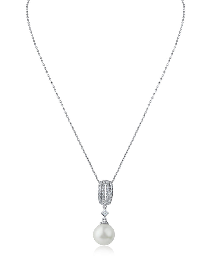 CZ and Pearl Pendant Necklace