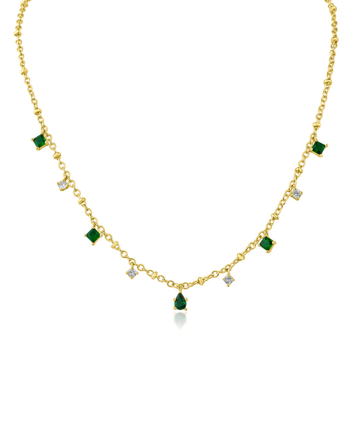 Princess and Pear CZ Station Necklace