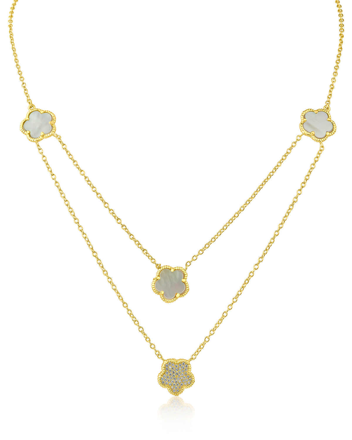 Pave and Resin Clover Necklace