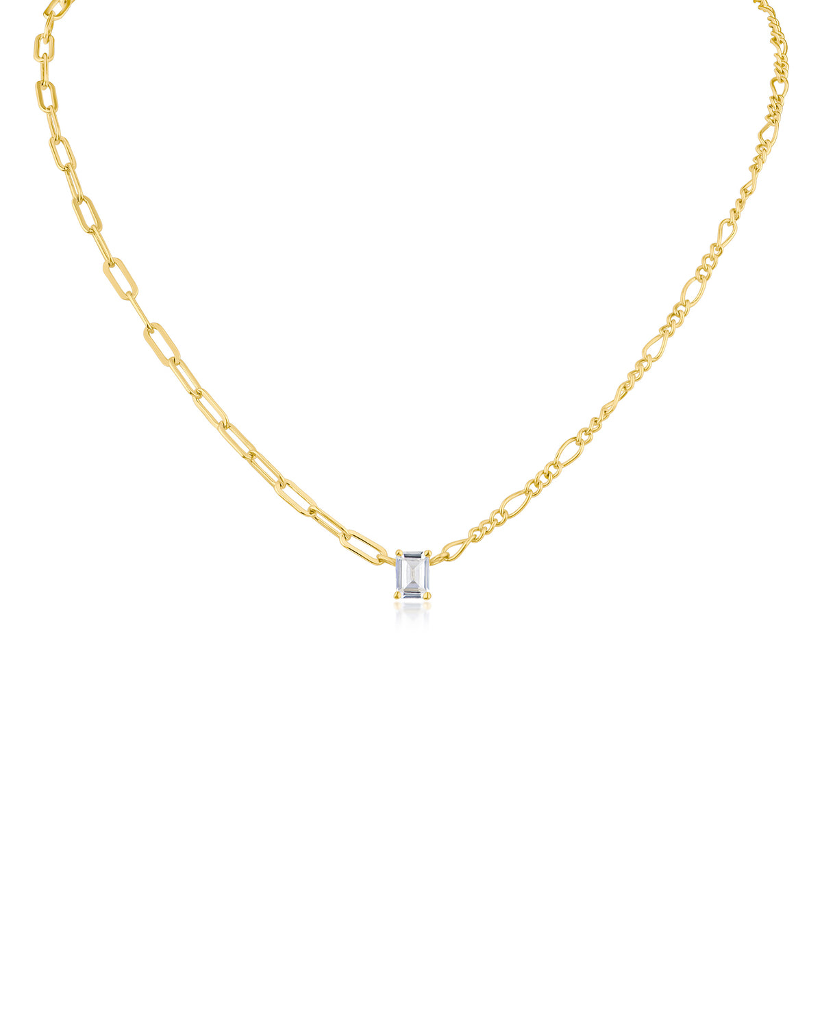 Mismatched Chain and Emerald CZ Pedant